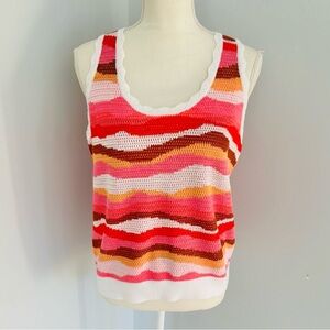 Colorful Knit Sleeveless Tank Top with Scoop Neck